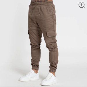 Mens Bee Inspired cargo trousers in brown colour.
